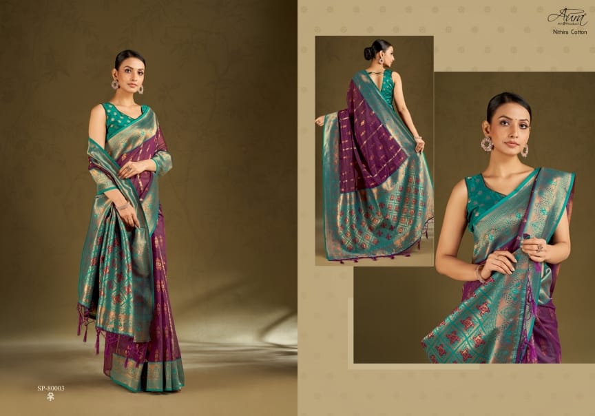 Nithira Cotton Aura Sarees