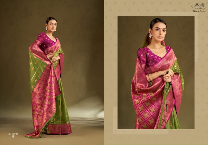 Nithira Cotton Aura Sarees