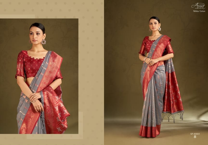 Nithira Cotton Aura Sarees