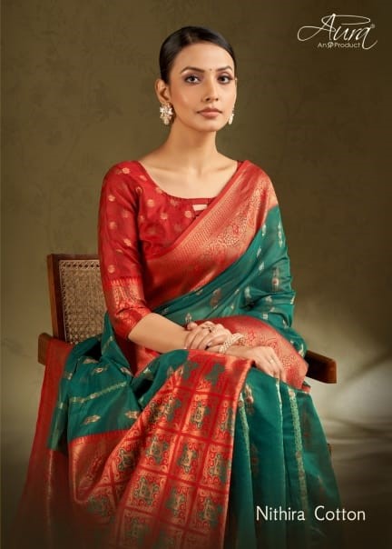 Nithira Cotton Aura Sarees