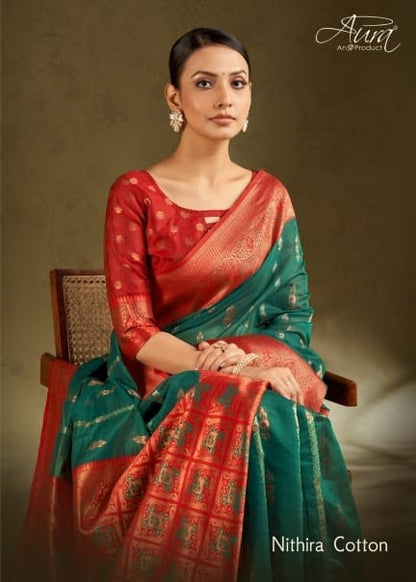 Nithira Cotton Aura Sarees