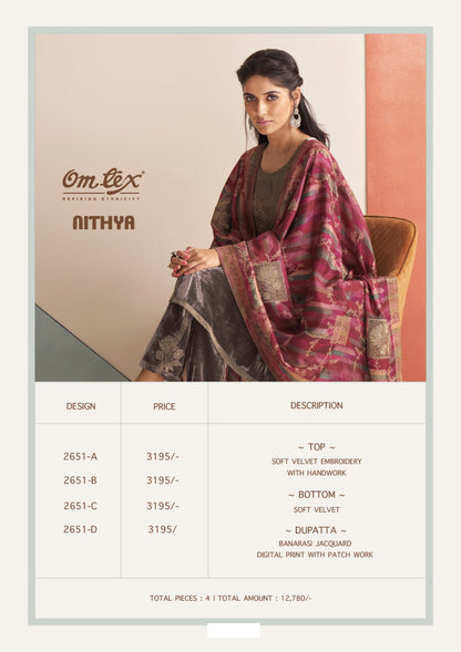 Nithya Omtex Velvet Pant Style Suits
