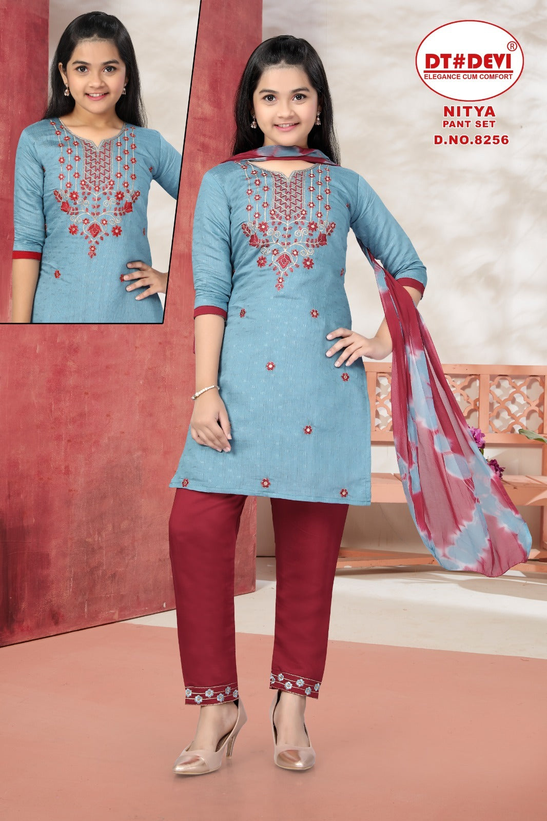 Nitya-8256 Dt Devi Silk Girls Readymade Suits