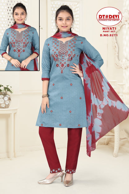Niyati-8271 Dt Devi Silk Readymade Pant Style Suits