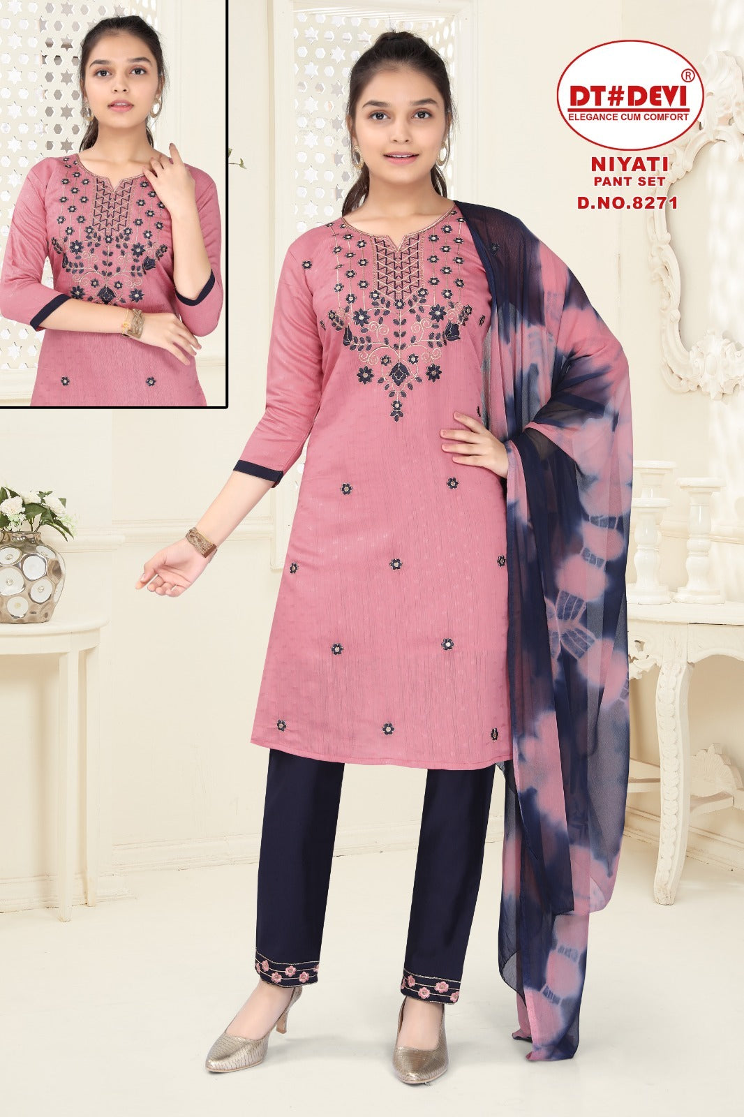 Niyati-8271 Dt Devi Silk Readymade Pant Style Suits