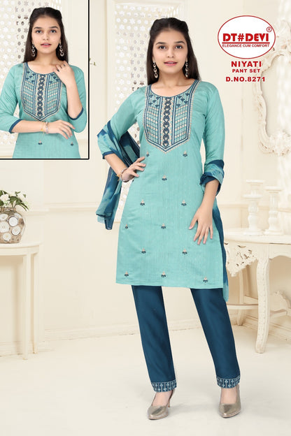 Niyati-8271 Dt Devi Silk Readymade Pant Style Suits