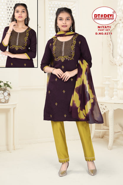 Niyati-8271 Dt Devi Silk Readymade Pant Style Suits