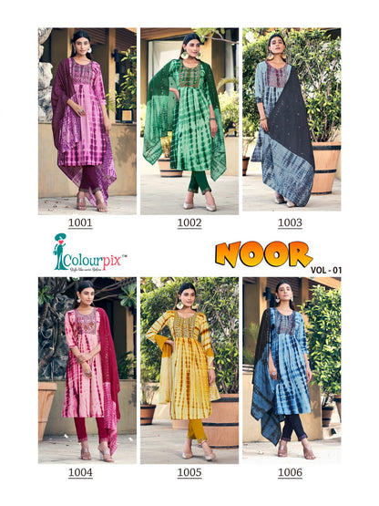 Noor Colour Pix Viscose Readymade Pant Style Suits