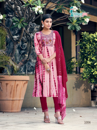 Noor Colour Pix Viscose Readymade Pant Style Suits