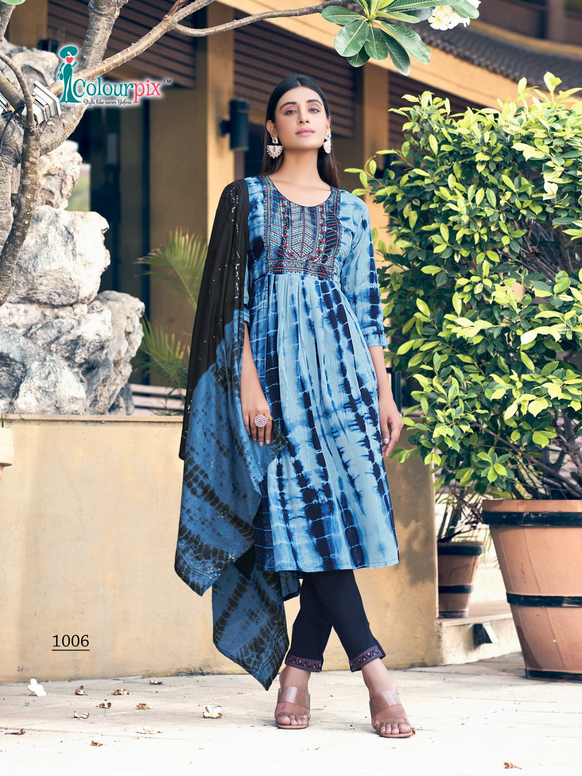 Noor Colour Pix Viscose Readymade Pant Style Suits