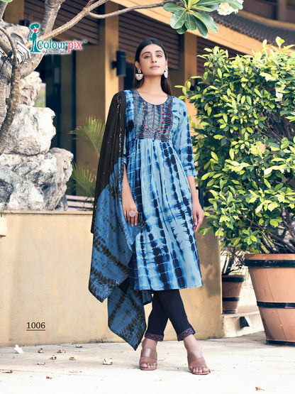 Noor Colour Pix Viscose Readymade Pant Style Suits