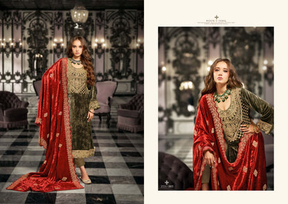 Noor E Ishq Sargam Prints Velvet Suits