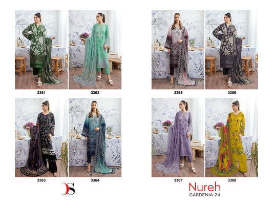 Nureh Gardenia-24 Deepsy Combed Cotton Pakistani Patch Work Suits