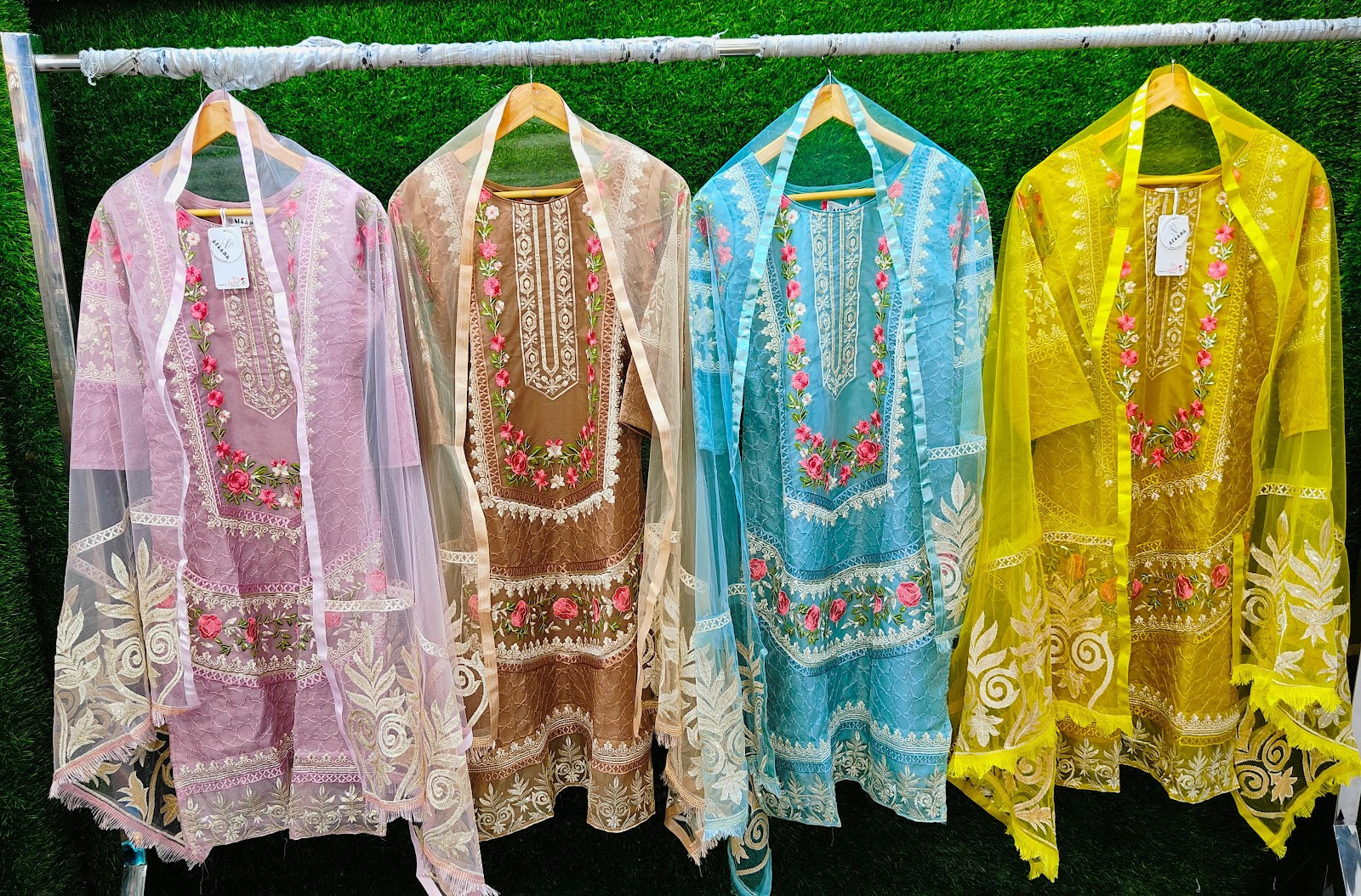 Nurham-2086 Afsana Organza Pakistani Readymade Suits