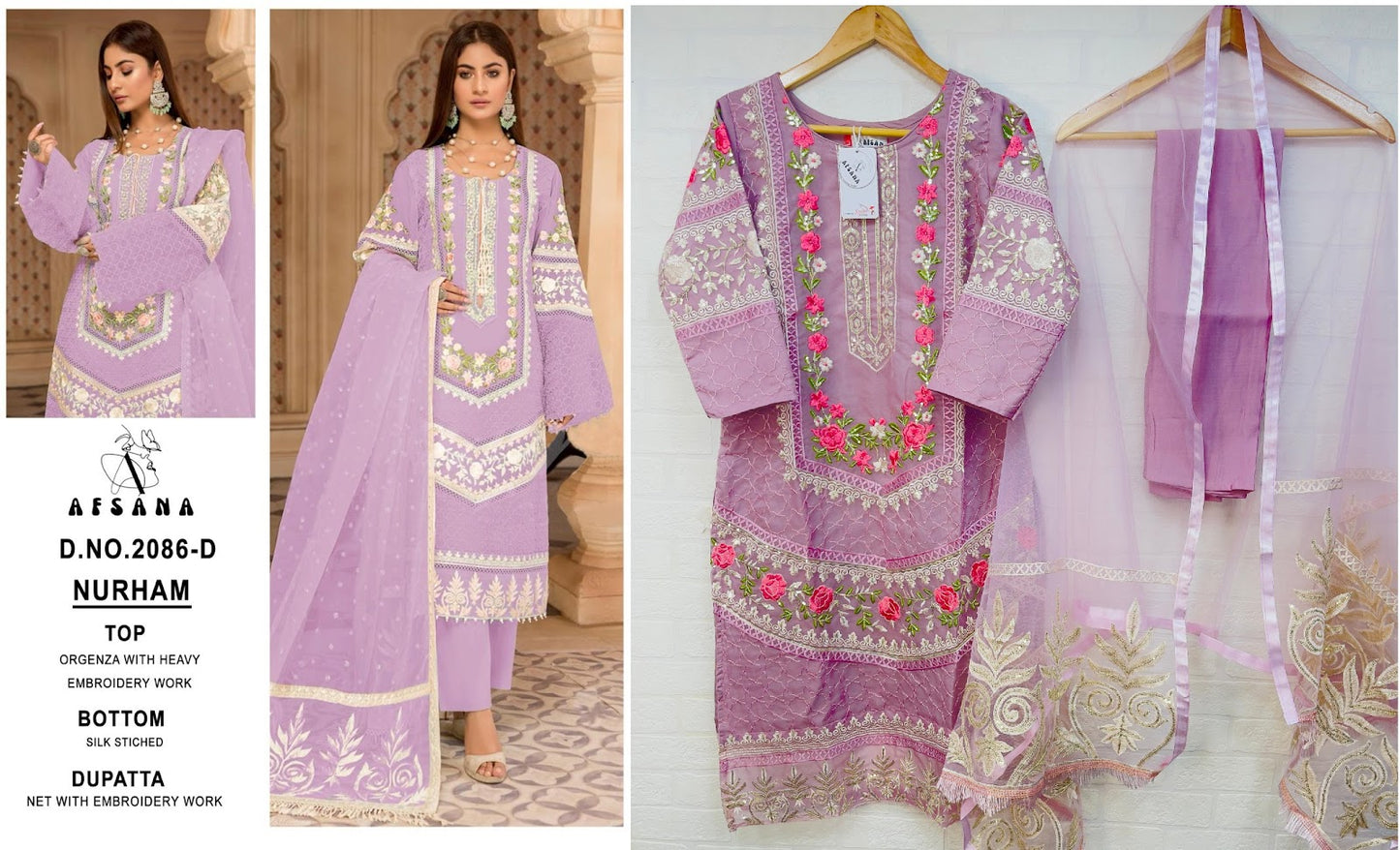 Nurham-2086 Afsana Organza Pakistani Readymade Suits