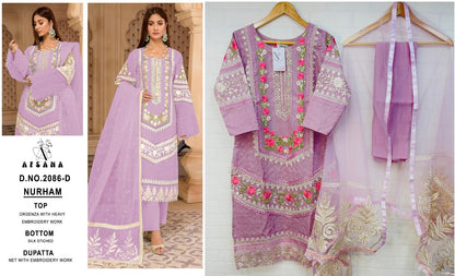 Nurham-2086 Afsana Organza Pakistani Readymade Suits