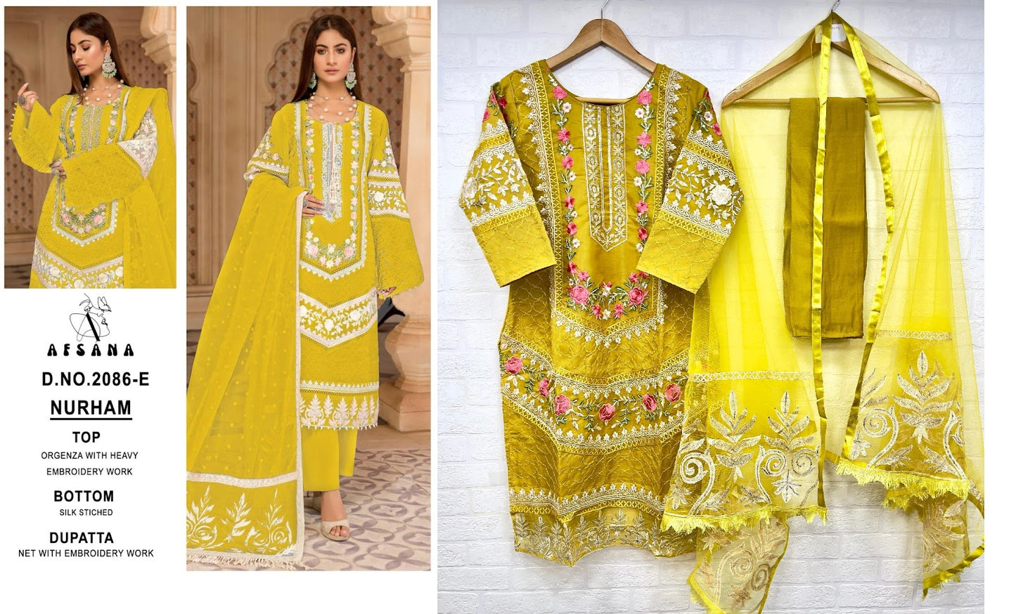 Nurham-2086 Afsana Organza Pakistani Readymade Suits