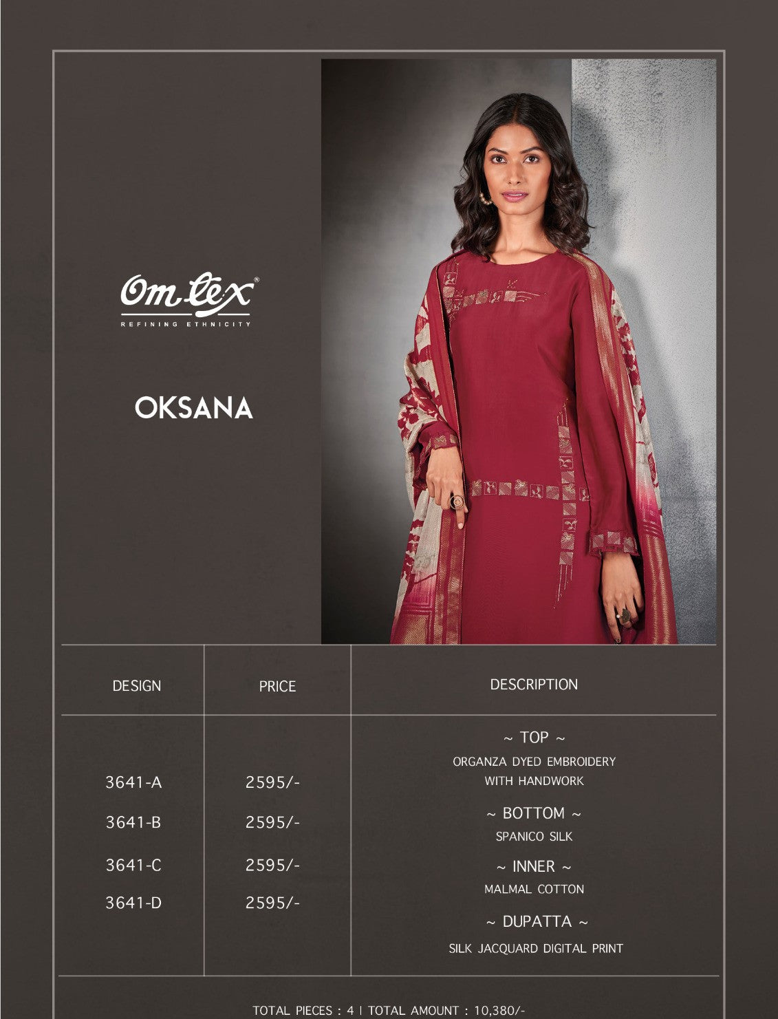 Oksana Omtex Organza Pant Style Suits