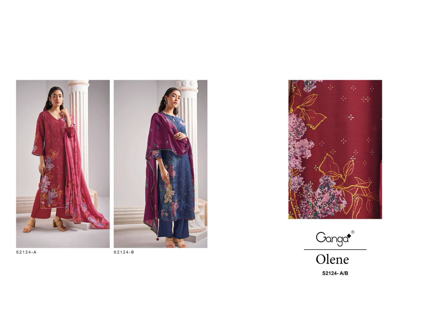 Olene 2124 Ganga Silk Plazzo Style Suits