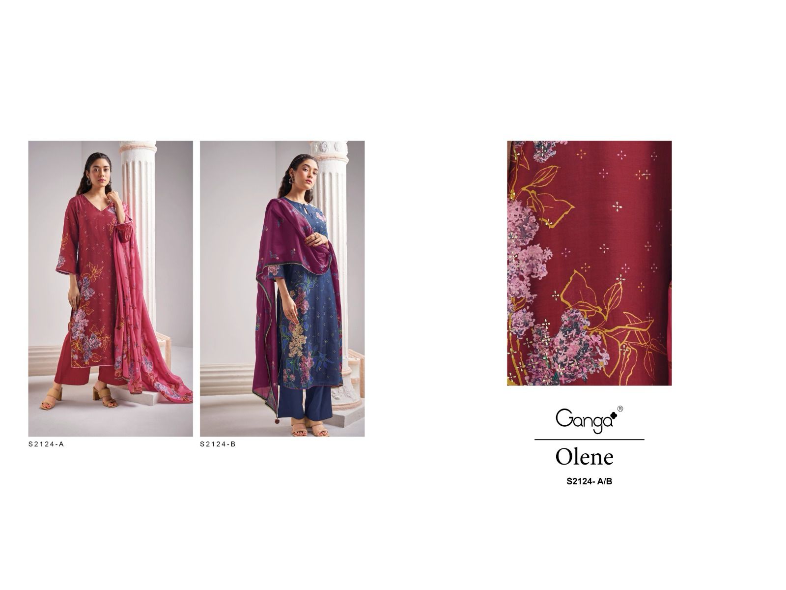 Olene 2124 Ganga Silk Plazzo Style Suits
