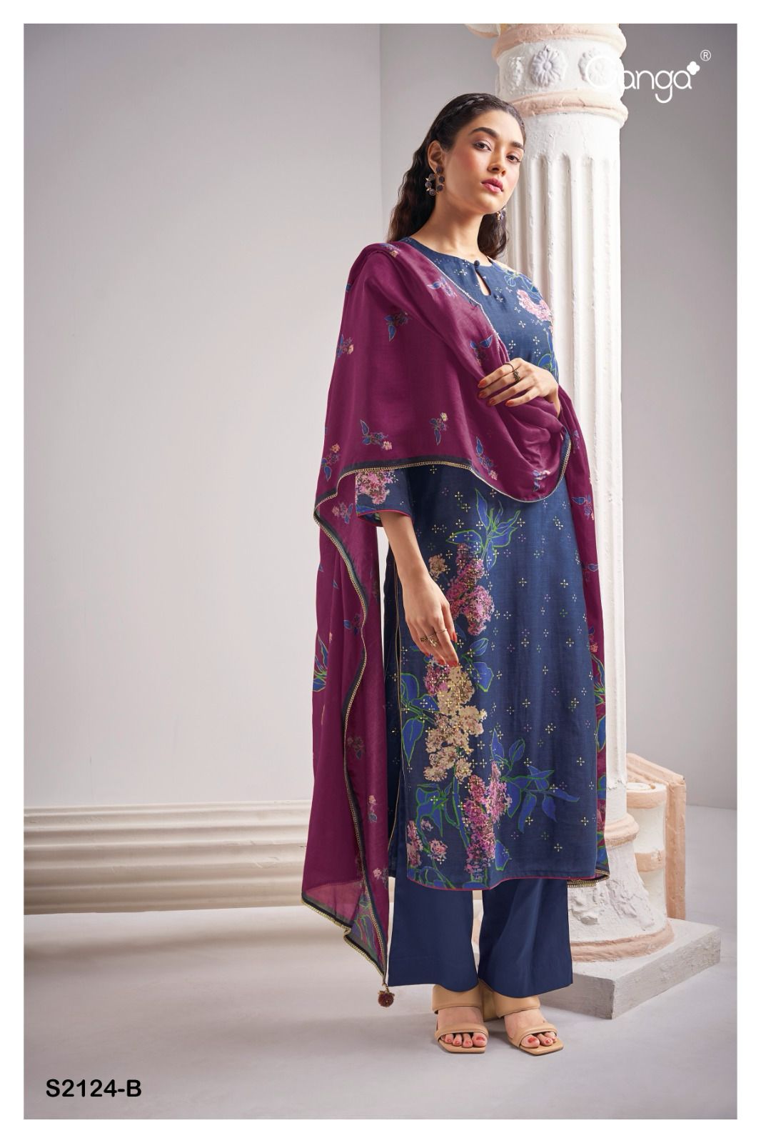 Olene 2124 Ganga Silk Plazzo Style Suits