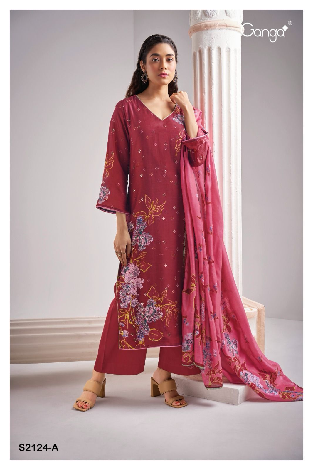 Olene 2124 Ganga Silk Plazzo Style Suits