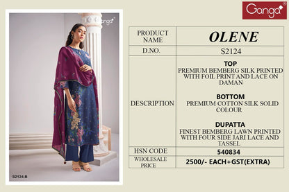 Olene 2124 Ganga Silk Plazzo Style Suits