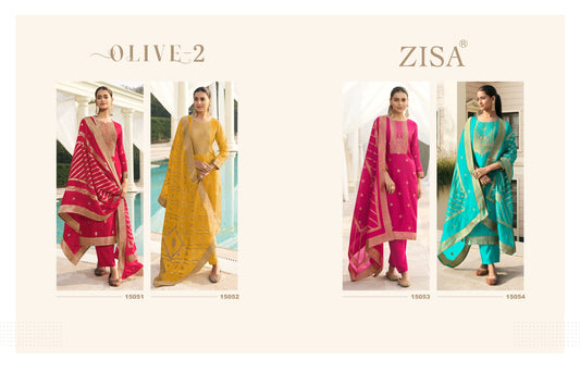 Olive-2 Zisa Silk Pant Style Suits