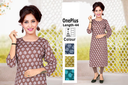 One Plus-B Zoya Rayon Knee Length Kurtis