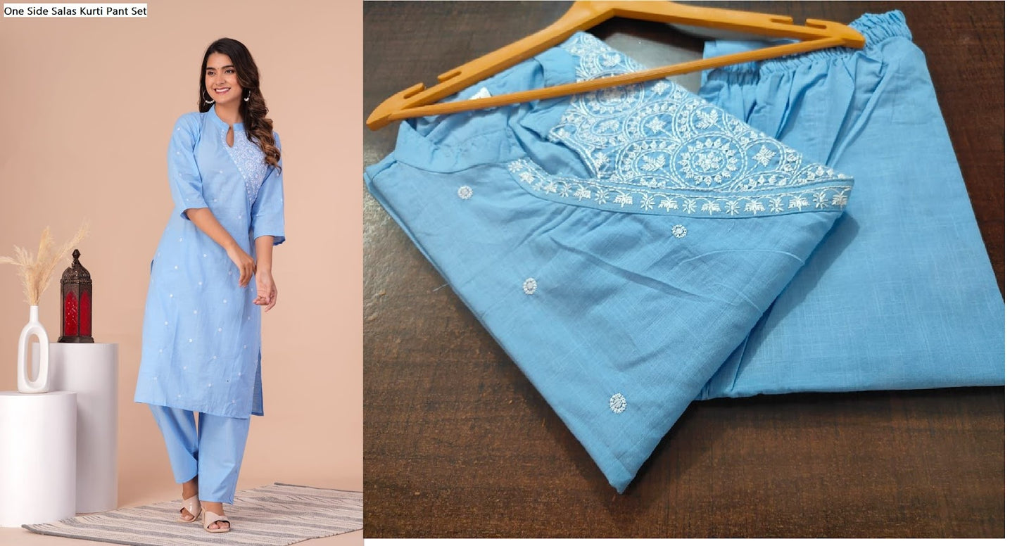 One Side Salas Kurti Pant Set