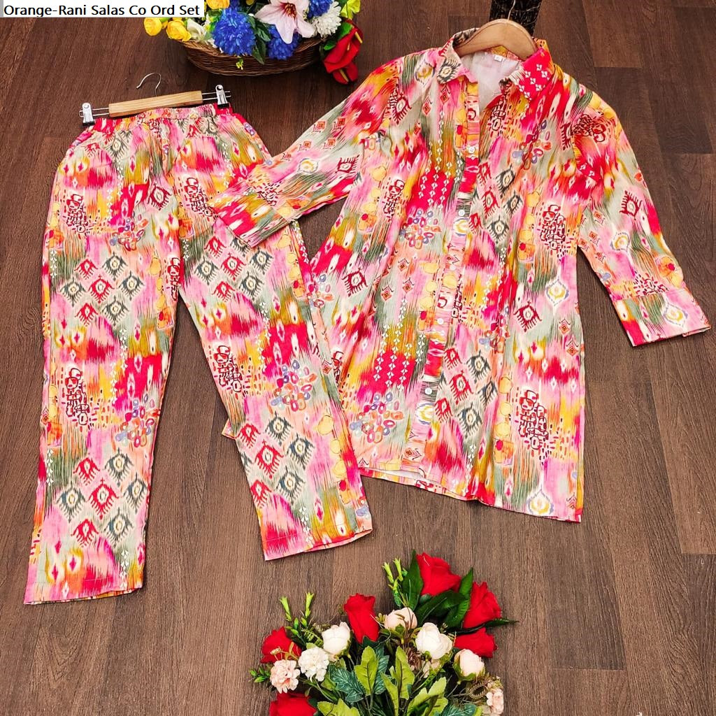 Orange-Rani Salas Muslin Co Ord Set