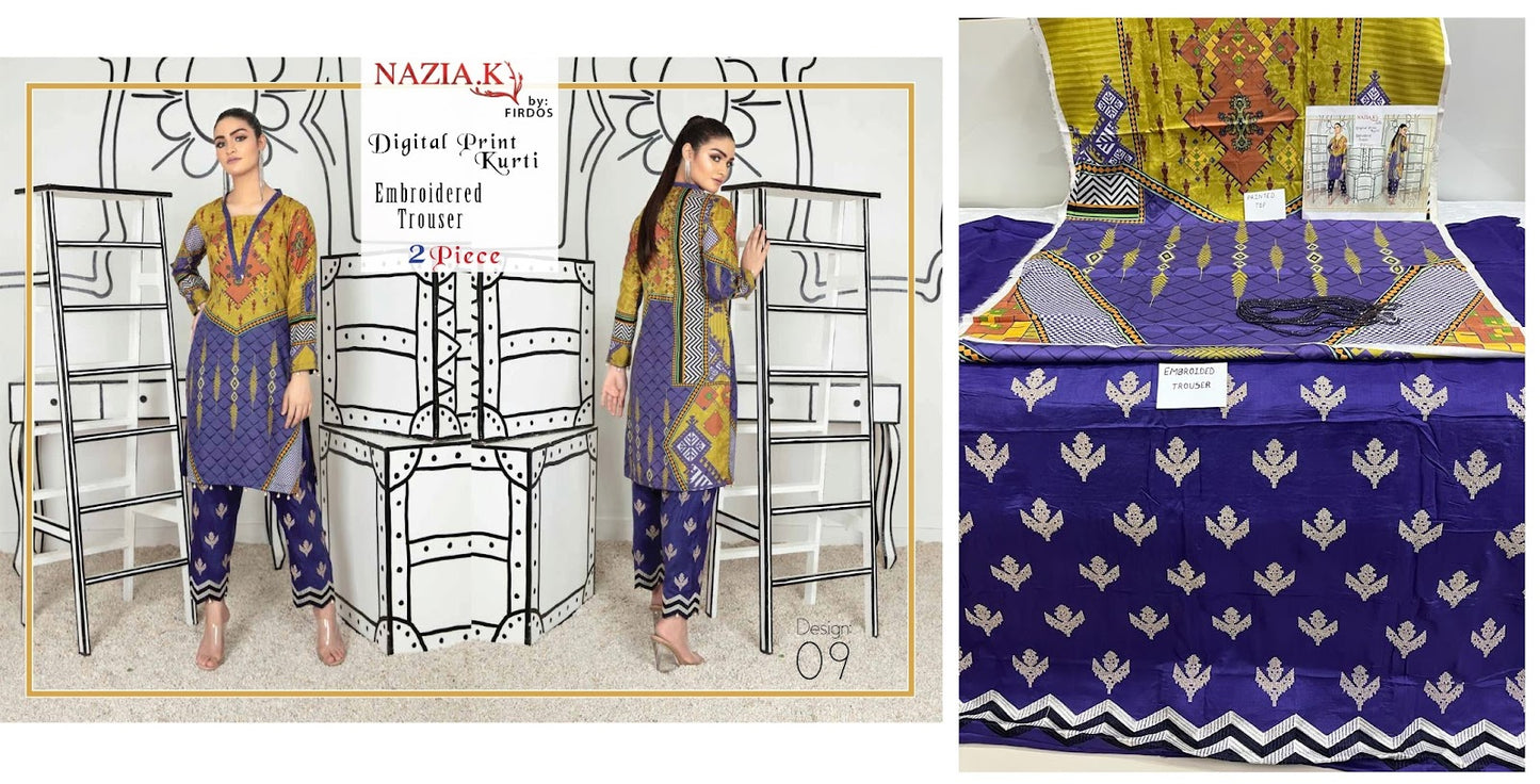 Original Pakistani Firdos Viscose Top Bottom Set