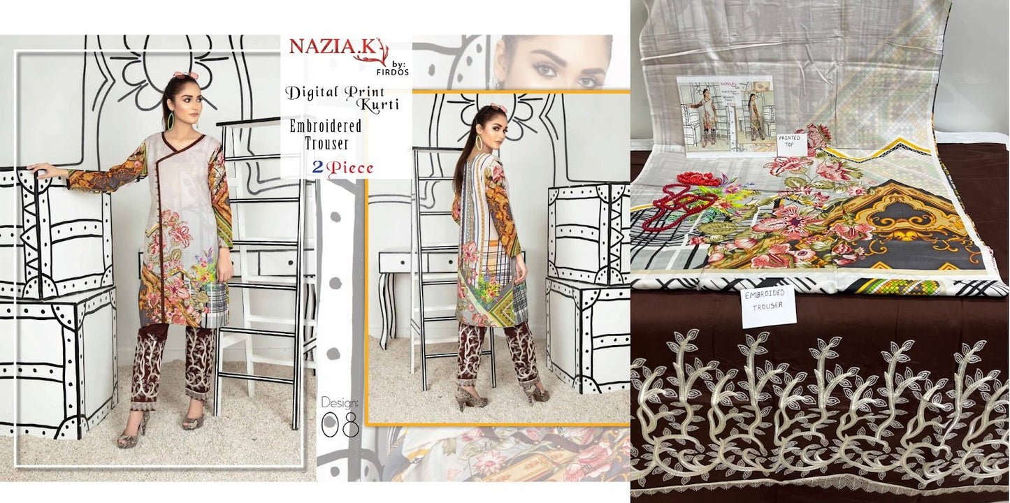 Original Pakistani Firdos Viscose Top Bottom Set