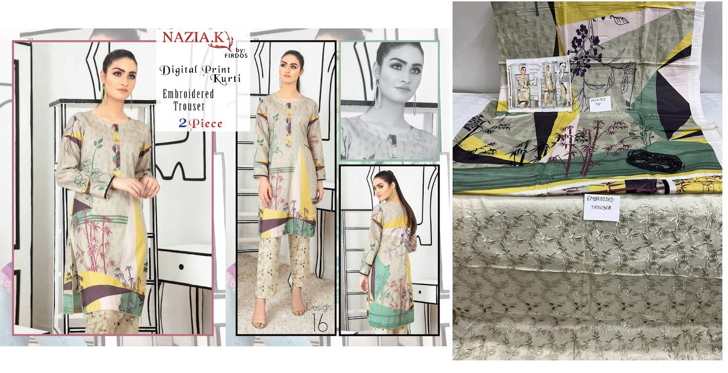 Original Pakistani Firdos Viscose Top Bottom Set