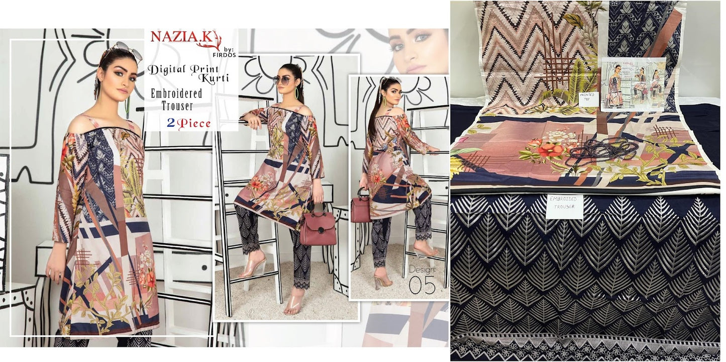 Original Pakistani Firdos Viscose Top Bottom Set