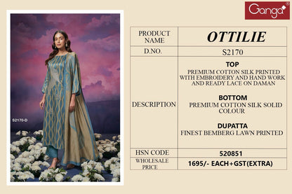 Ottilie 2170 Ganga Cotton Silk Plazzo Style Suits