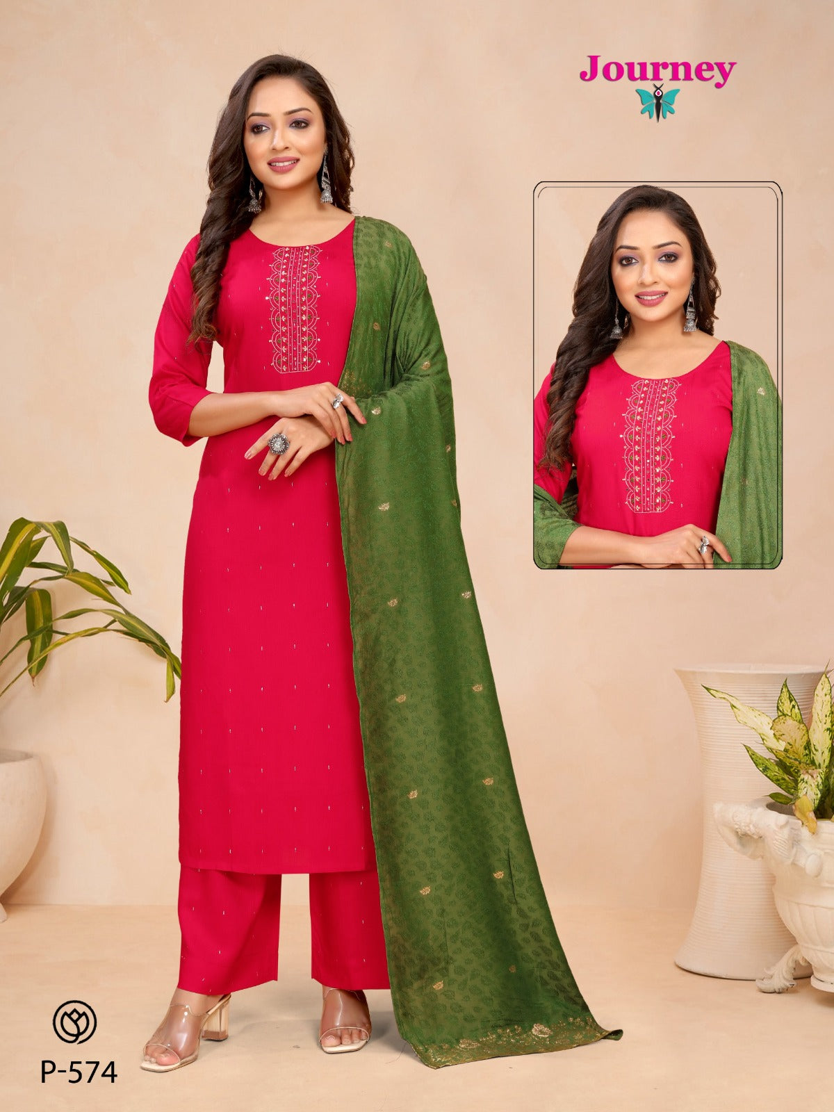 P-574 Journey Design Vertical Readymade Pant Style Suits