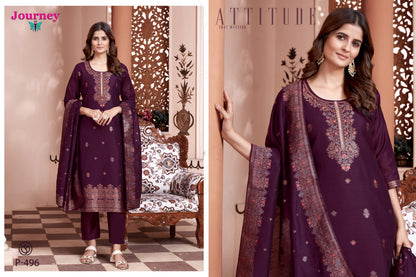 P 496 N 497 Journey Design Muslin Readymade Pant Style Suits