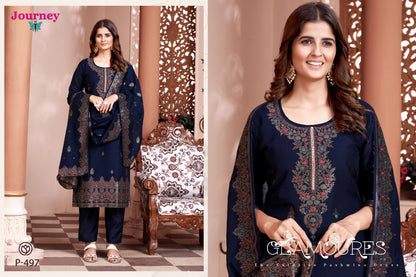 P 496 N 497 Journey Design Muslin Readymade Pant Style Suits