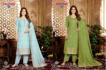 P 508 N 509 Journey Design Muslin Readymade Pant Style Suits