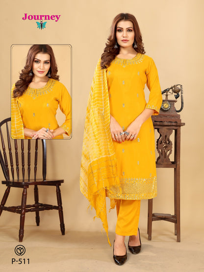 P 510-511 Journey Design Muslin Readymade Pant Style Suits