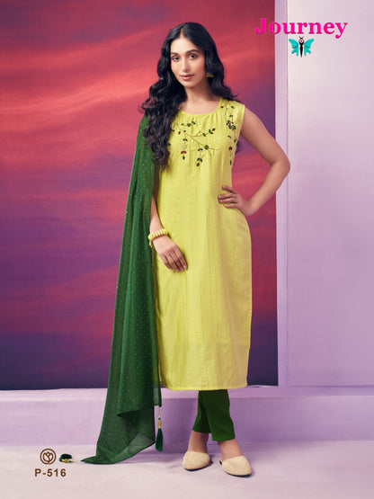 P 514-516 Journey Design Doby Pattern Readymade Pant Style Suits