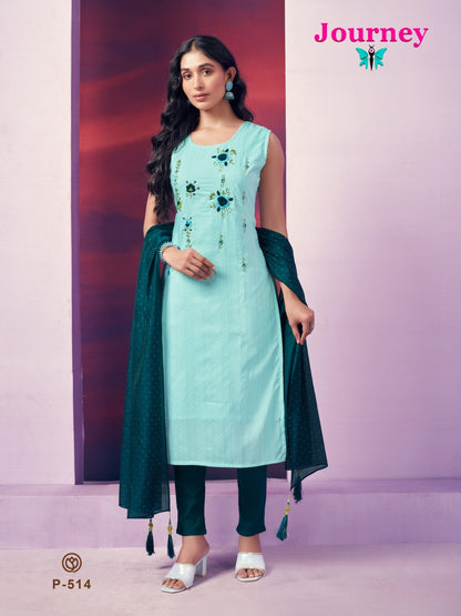 P 514-516 Journey Design Doby Pattern Readymade Pant Style Suits