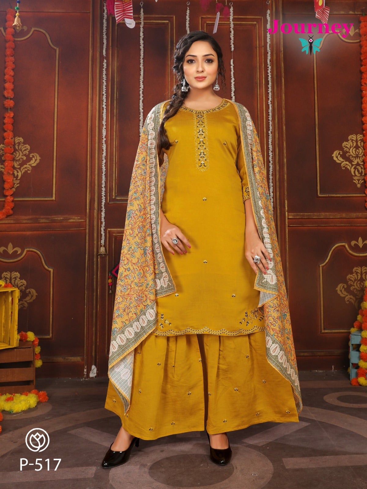 P 517-518 Journey Design Modal Chanderi Readymade Sharara Suits