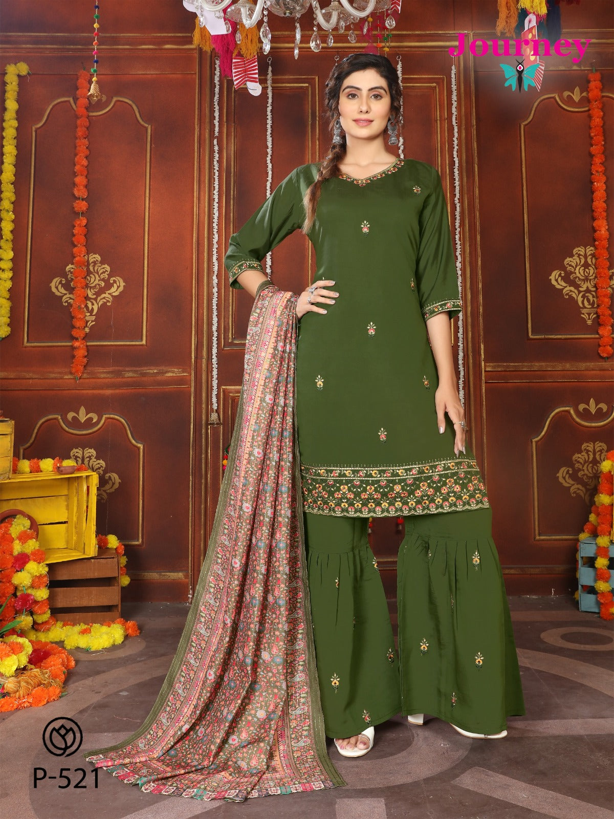 P 521-522 Journey Design Modal Chanderi Readymade Sharara Suits