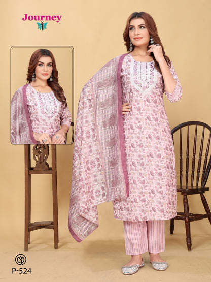 P 523-524 Journey Design Modal Chanderi Readymade Pant Style Suits