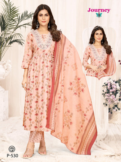 P 529-530 Journey Design Modal Chanderi Readymade Pant Style Suits