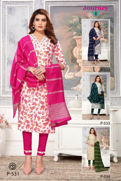 P 531-534 Journey Design Modal Chanderi Readymade Pant Style Suits