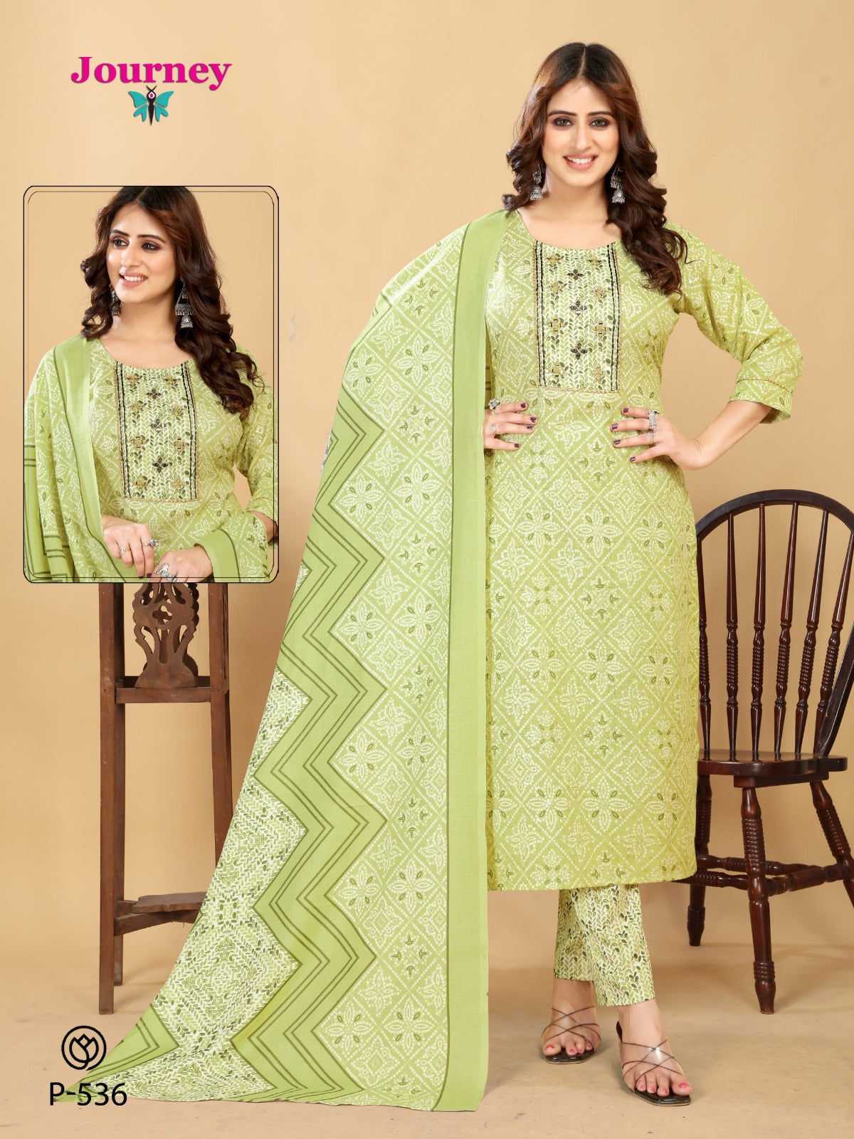 P 535-538 Journey Design Capsule Print Readymade Pant Style Suits