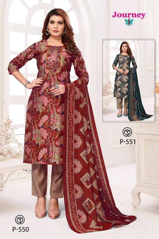 P 550-551 Journey Design Modal Chanderi Readymade Pant Style Suits